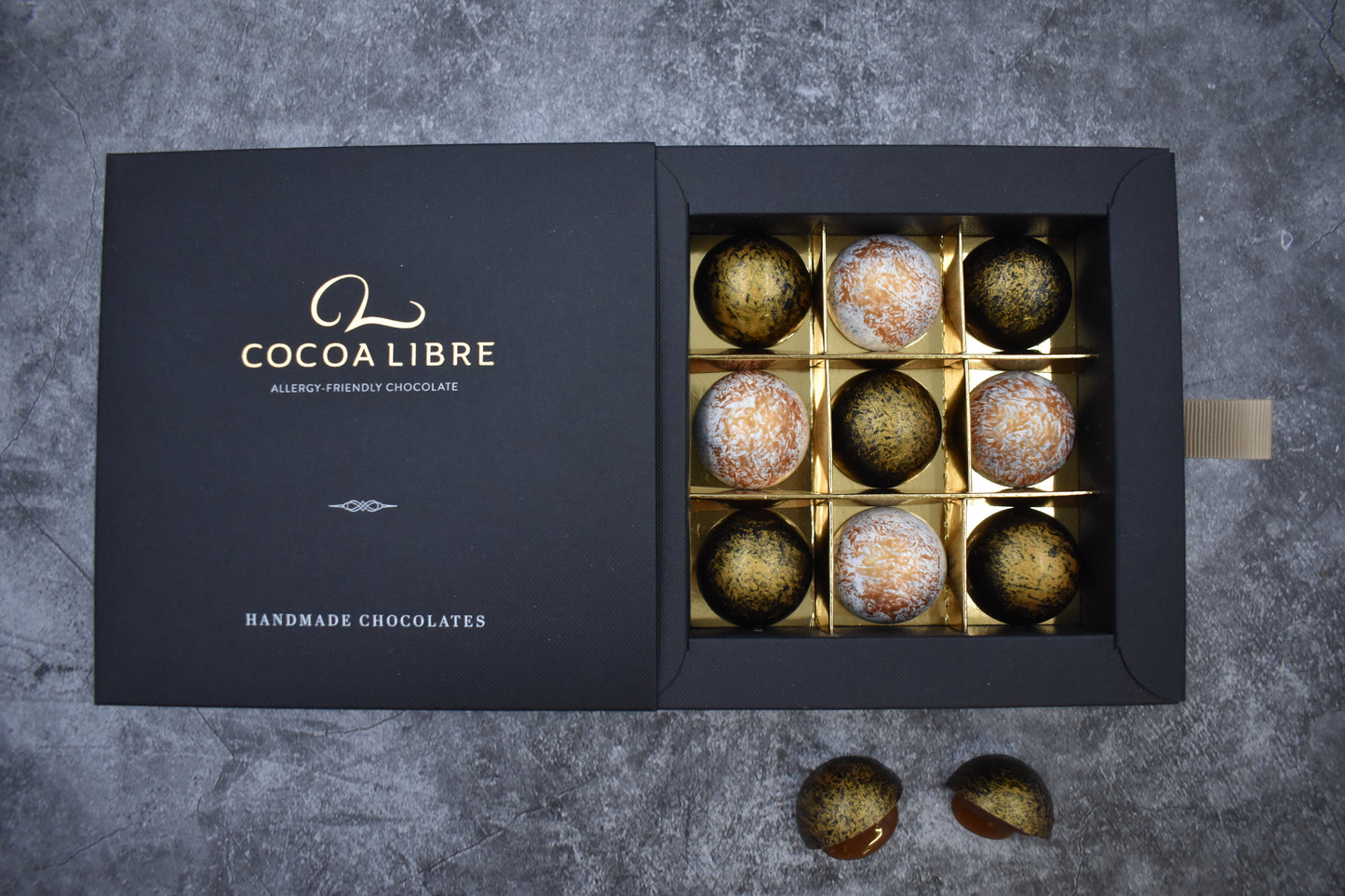Dark & Original Salted Caramels | Box of 9 | Vegan, Gluten Free, Nut-Free, Dairy Free