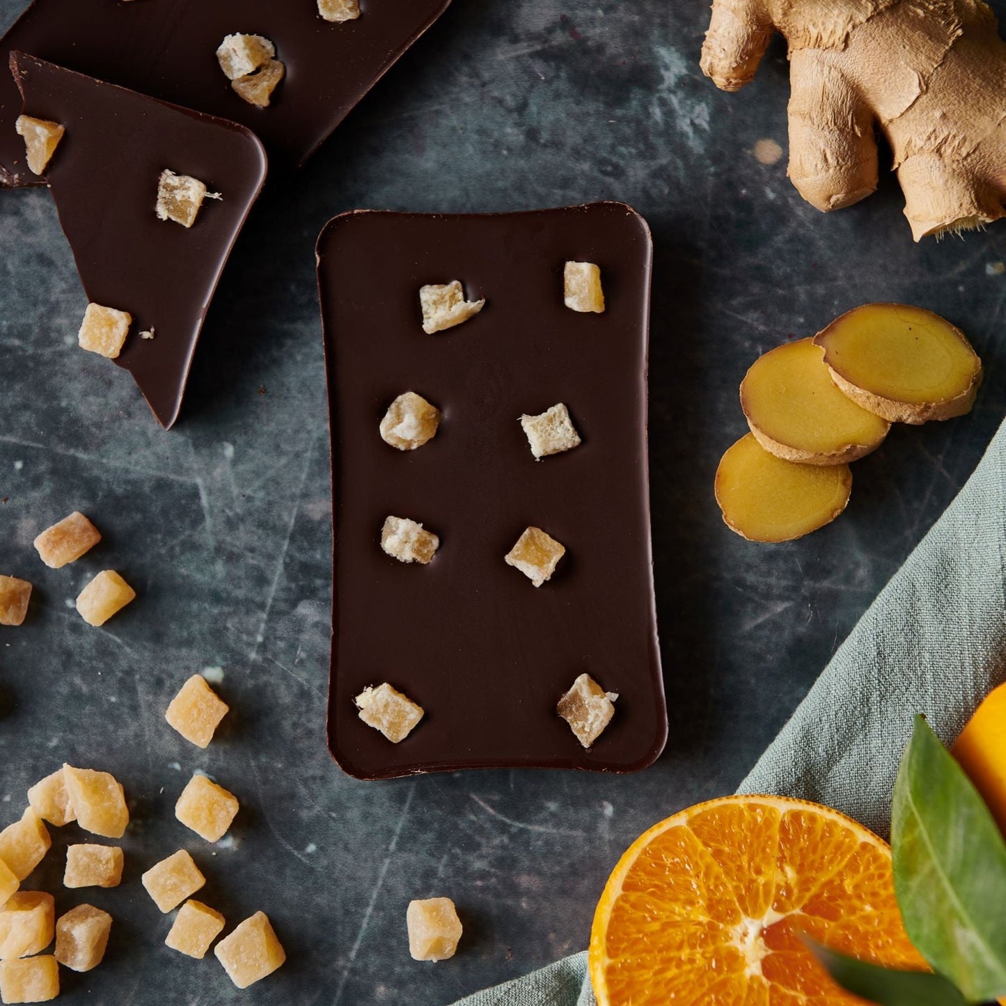 Orange with Ginger Dark Chocolate Slab | 100g Dairy Free Vegan