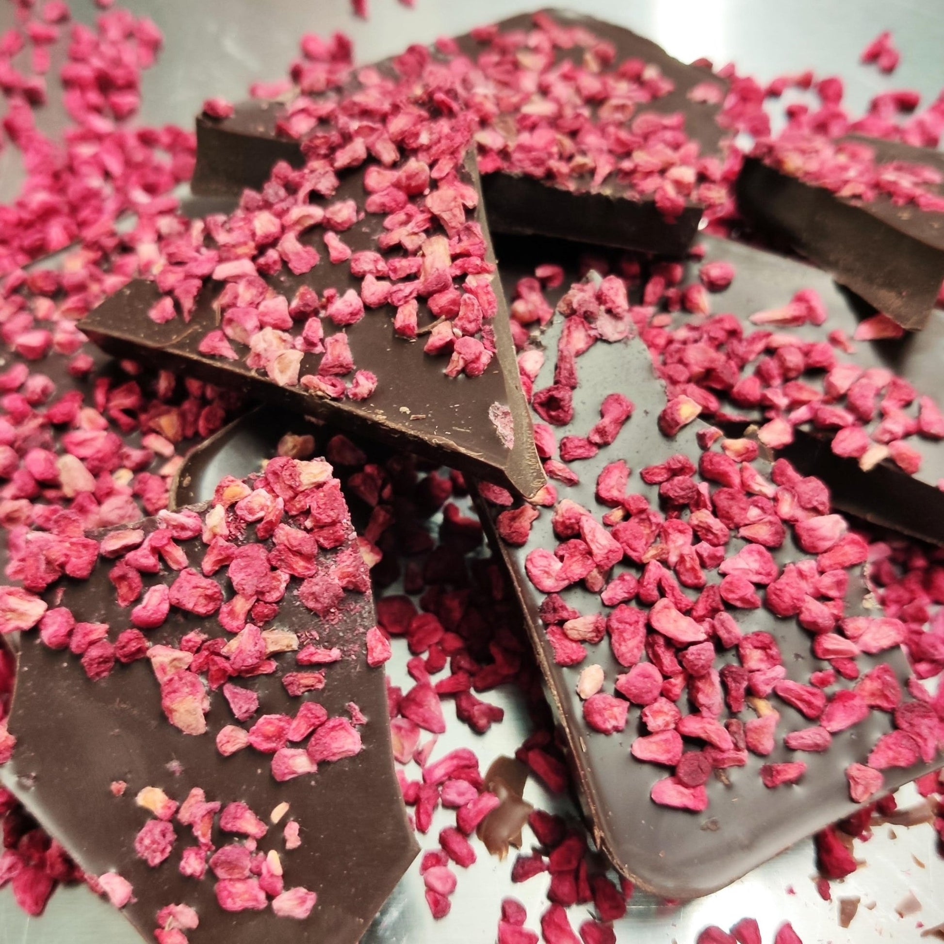Raspberry Dark Chocolate Broken Pieces bag | 500g Dairy Free Vegan - Cocoa Libre