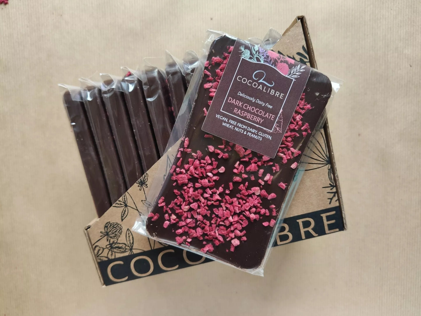 Raspberry Dark Chocolate Slab | 100g Dairy Free Vegan - Cocoa Libre