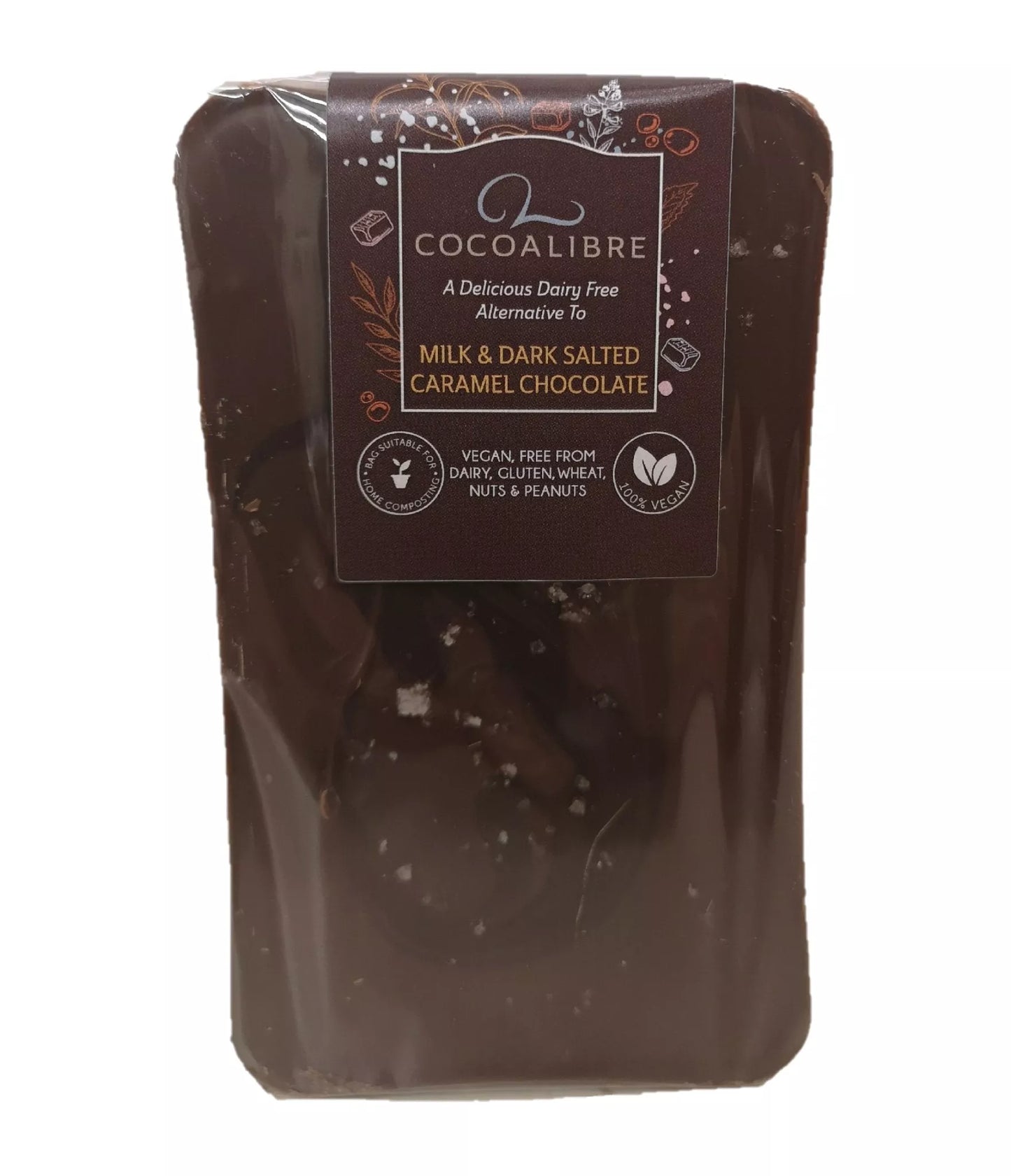 Salted Caramel Rice Milk and Dark Chocolate Slab | 90g Dairy Free Vegan - Cocoa Libre